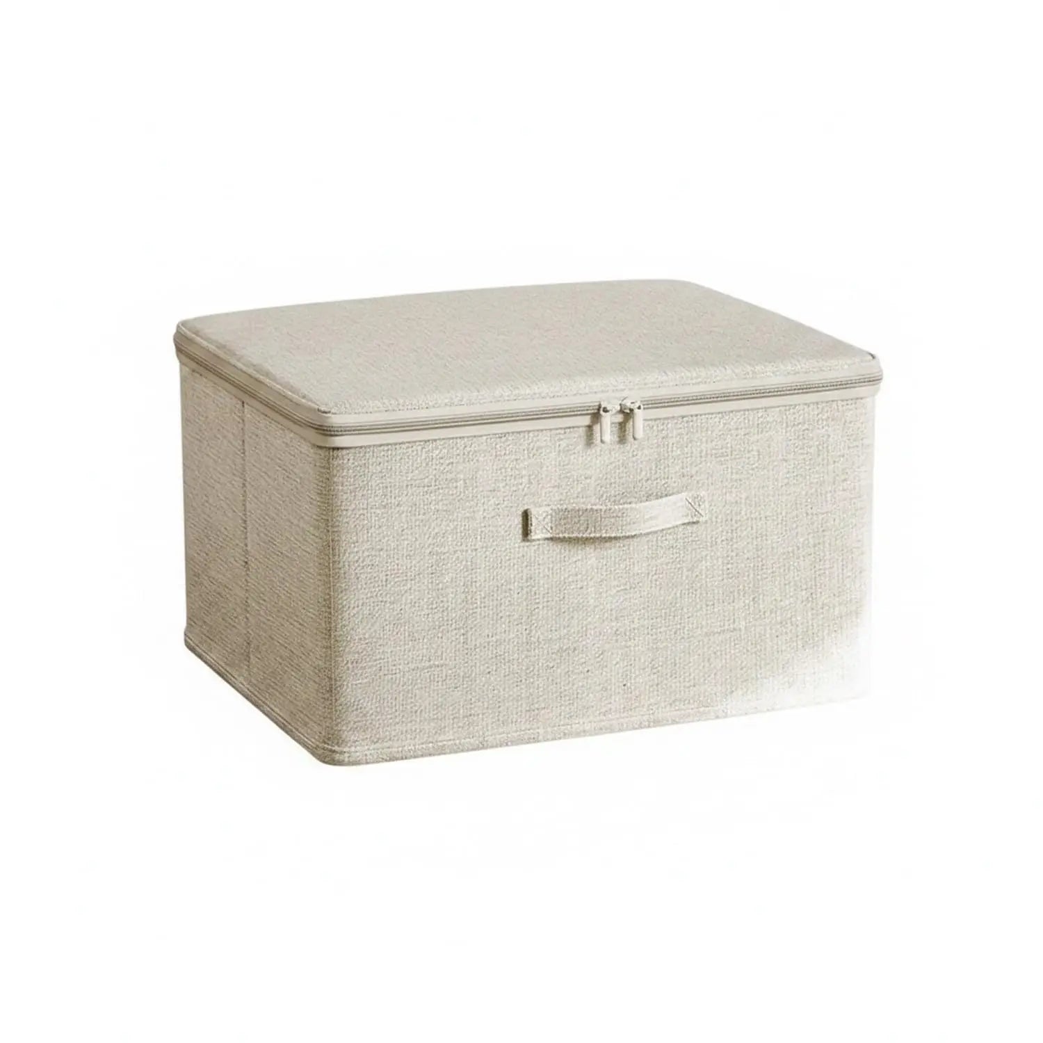 Boîte de rangement pliable en tissu avec couvercle zippé