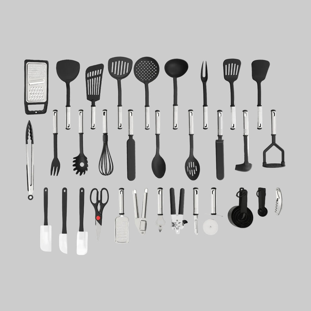 Set de 40 ustensiles de cuisine en inox et nylon