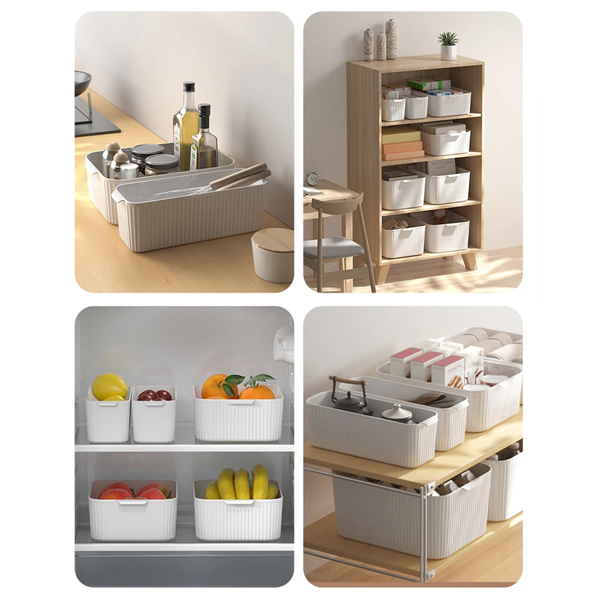 Boîte de rangement empilable avec poignée, multi-usage