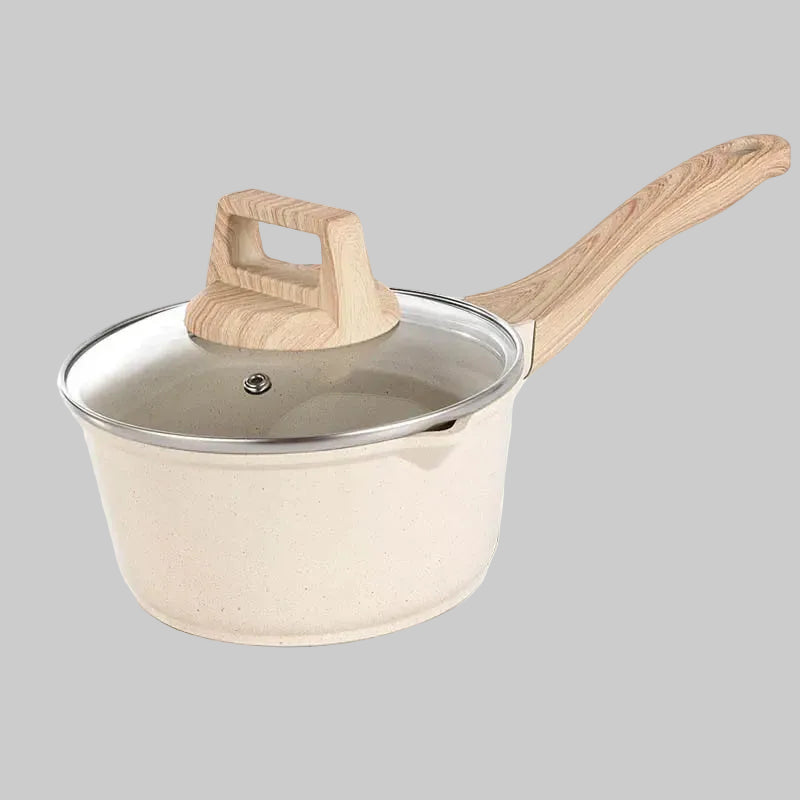 Ensemble de casseroles et poêles antiadhésives à manche en bois