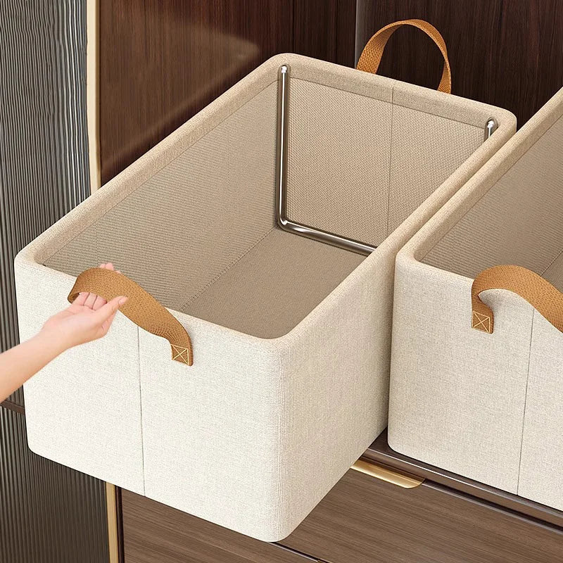 Panier de rangement pliable en tissu Oxford, cadre acier renforcé