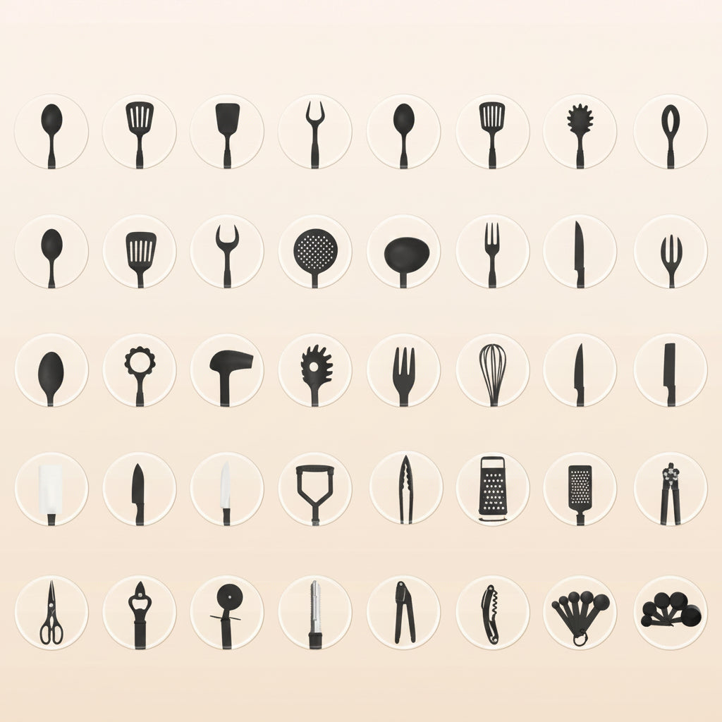 Set de 40 ustensiles de cuisine en inox et nylon