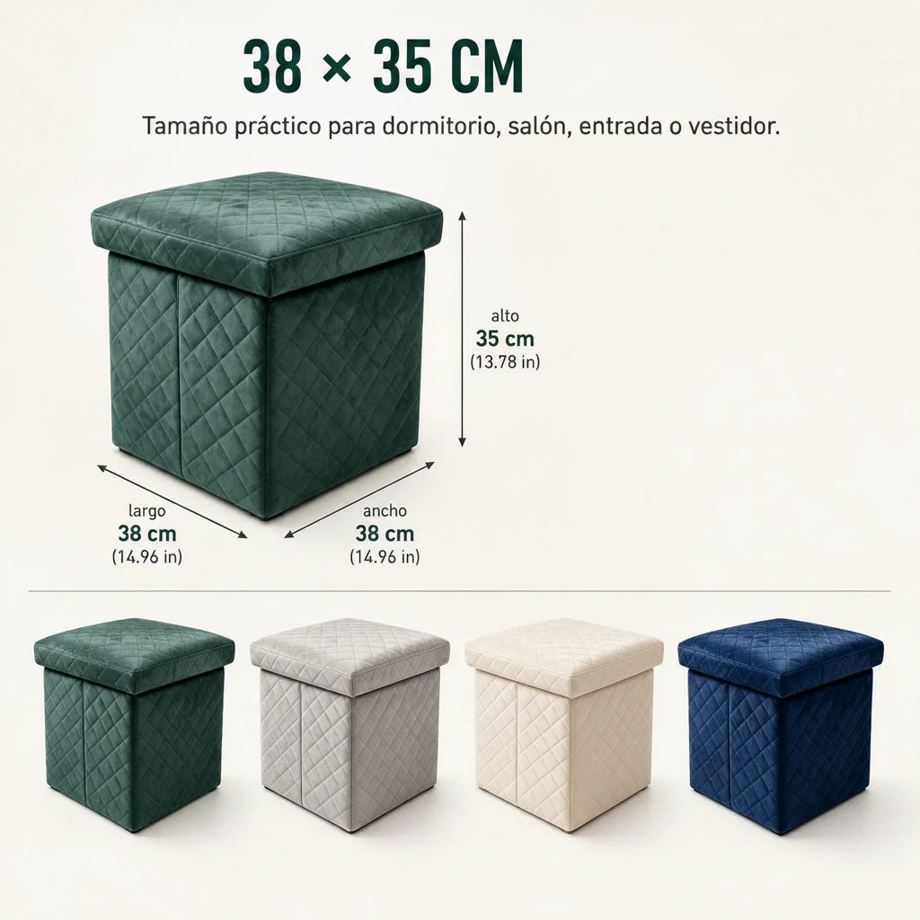 Pouf de rangement pliable 3-en-1, siège et repose-pieds