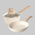 Ensemble de casseroles et poêles antiadhésives à manche en bois