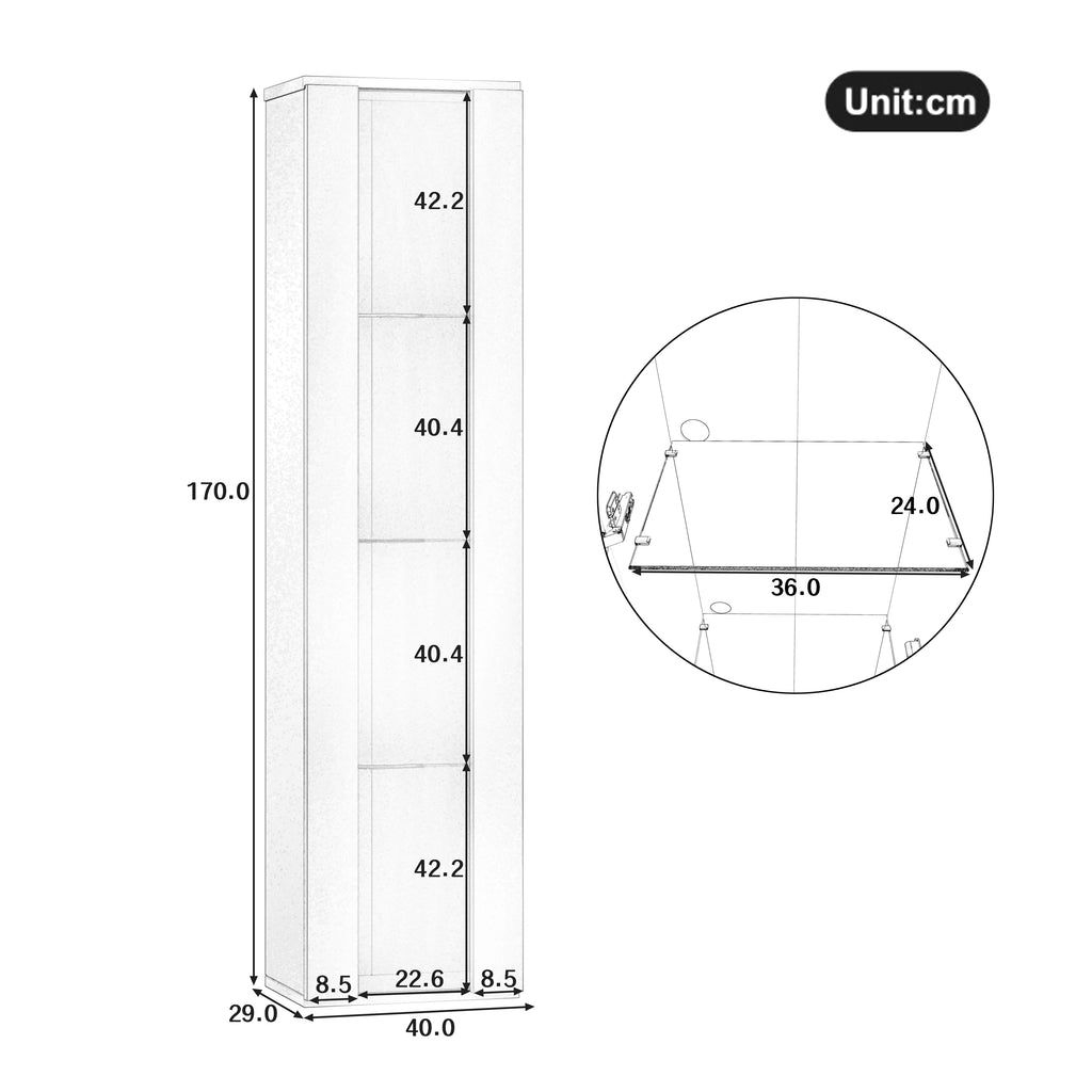 Vitrine haute 170cm avec éclairage LED connecté, blanc