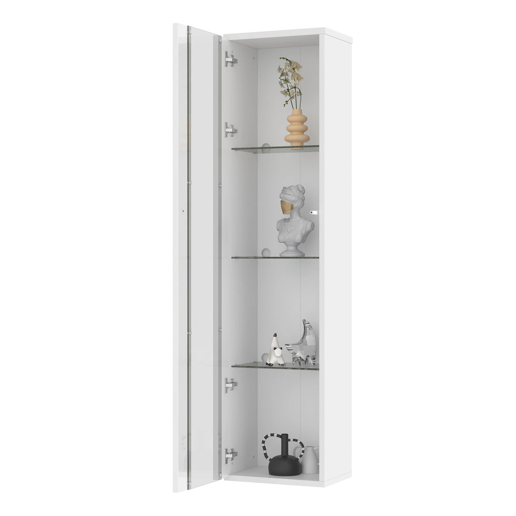 Vitrine haute 170cm avec éclairage LED connecté, blanc