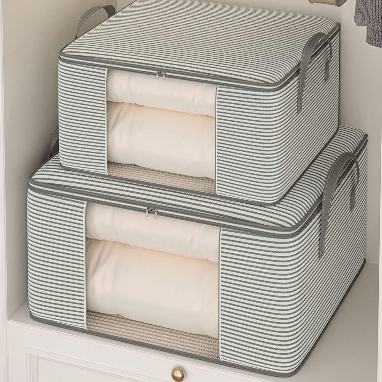 Sac de rangement en tissu épais avec fenêtre et poignées, 50L