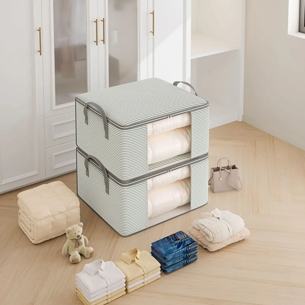 Sac de rangement en tissu épais avec fenêtre et poignées, 50L