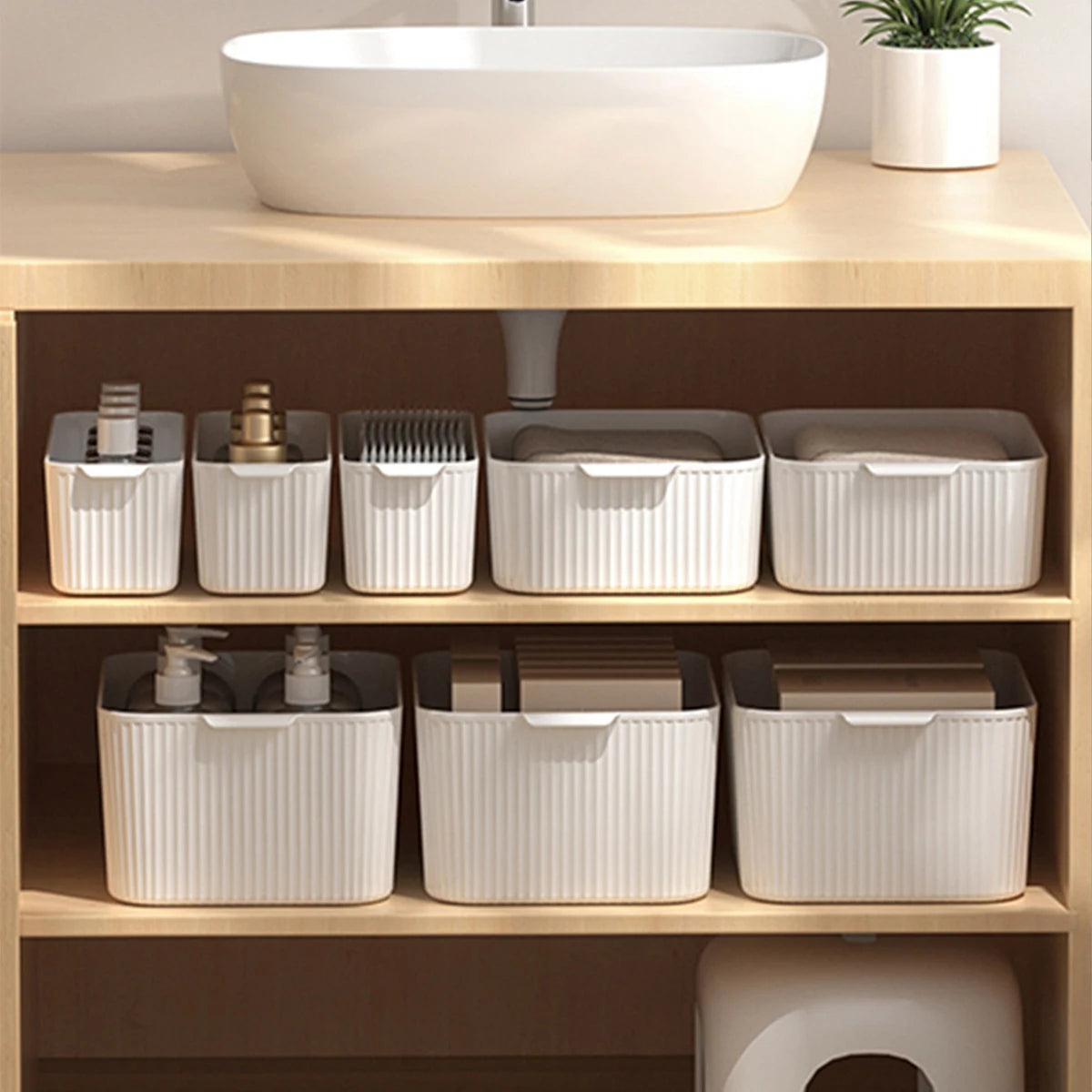 Boîte de rangement empilable avec poignée, multi-usage